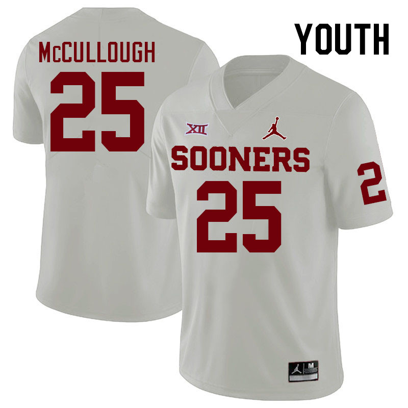 Youth #25 Daeh McCullough Oklahoma Sooners College Football Jerseys Stitched Sale-White